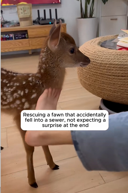C1709016 Rescuing fawn accidentally fell into sewer, not_part2